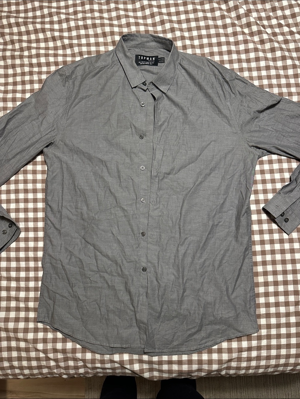 Topman Men's Gray Button-Down dress Shirt